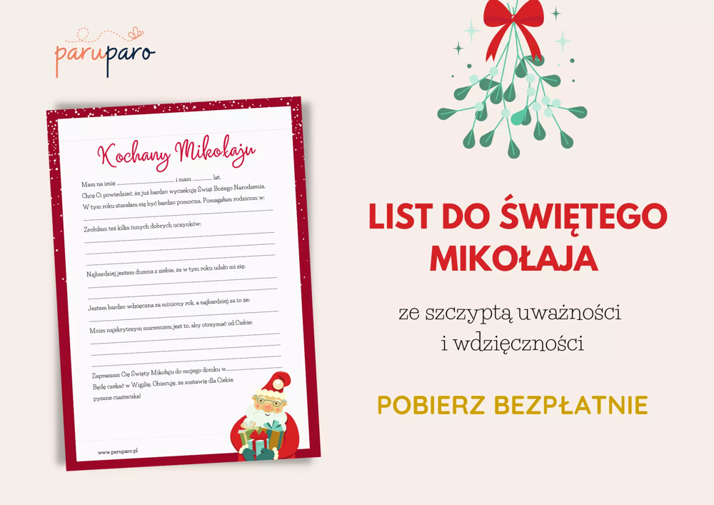 List do Mikołaja - wzór do druku + bonus kolorowanka dla Mikołaja